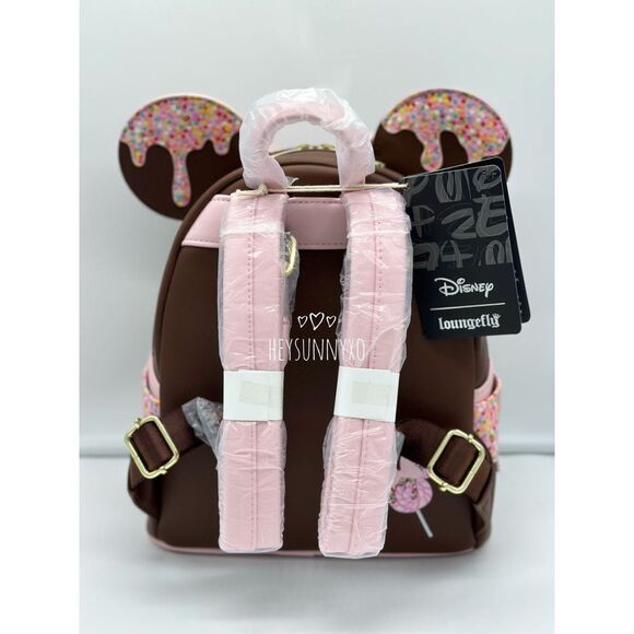 Loungefly Disney Minnie Mouse Chocolate Lollipop Ears Mini Backpack - Picture 3 of 7